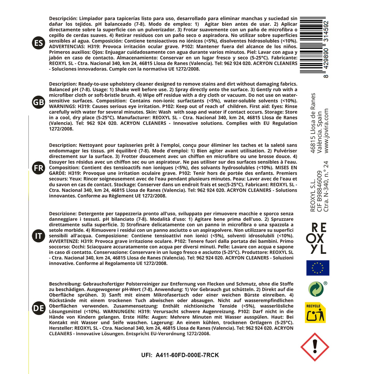 LIMPIADOR TAPICERIAS 500ML